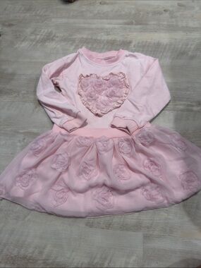 Rare Editions Pink Ruffle Heart Tulle Dress